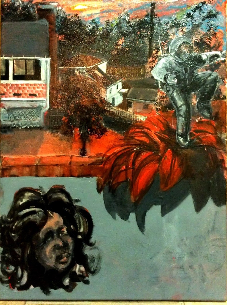 Oil Painting Spaceman Passing Thru - Nearly Finished!