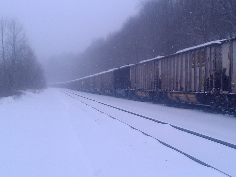 This train has been parked there for over a year. I startled deer that bed down beneath it.