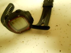 Forerunner 10 - 6.5 hr GPS battery life. Lasted 6 months. Boo!